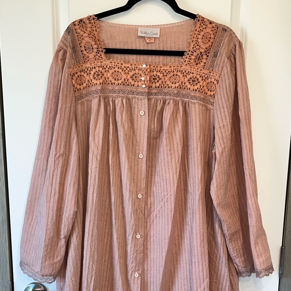 Willow Creek Prairie Cotton Blend Gown Lounger Dress Cottagecore USA Large - Picture 5 of 6